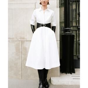 SIMKHAI Olson Belted Cotton Midi Dress Small